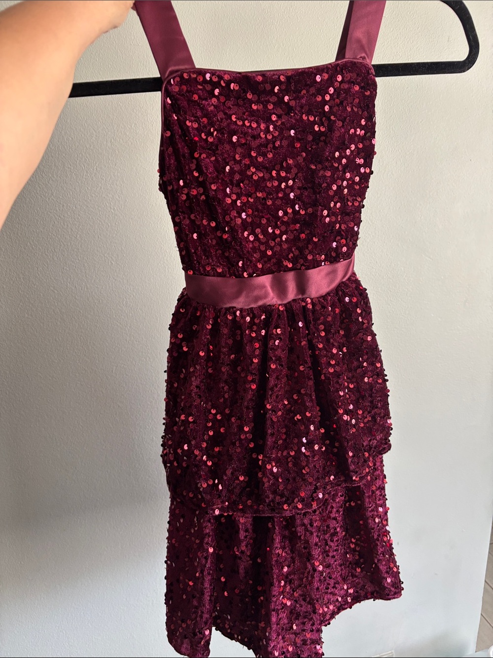 Burgundy Sequin Party Dress for girls